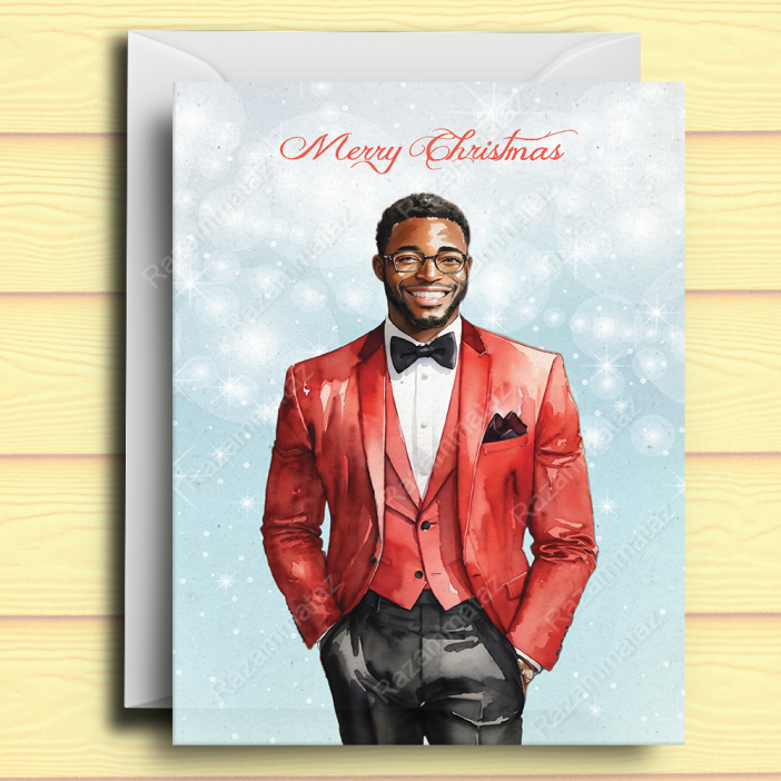 Black Man F Christmas Card